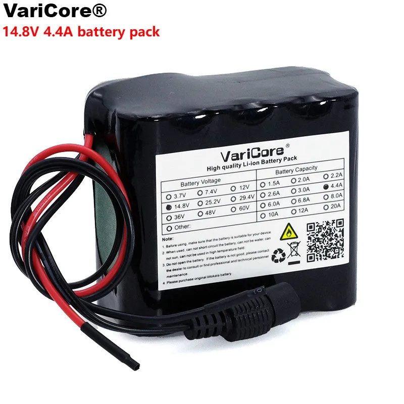 Varicore 14.8v 4400mah 18650 li-iom bateria pacote noite lâmpada de pesca aquecedor mineiro lâmpada amplificador bateria com bms 16.8v