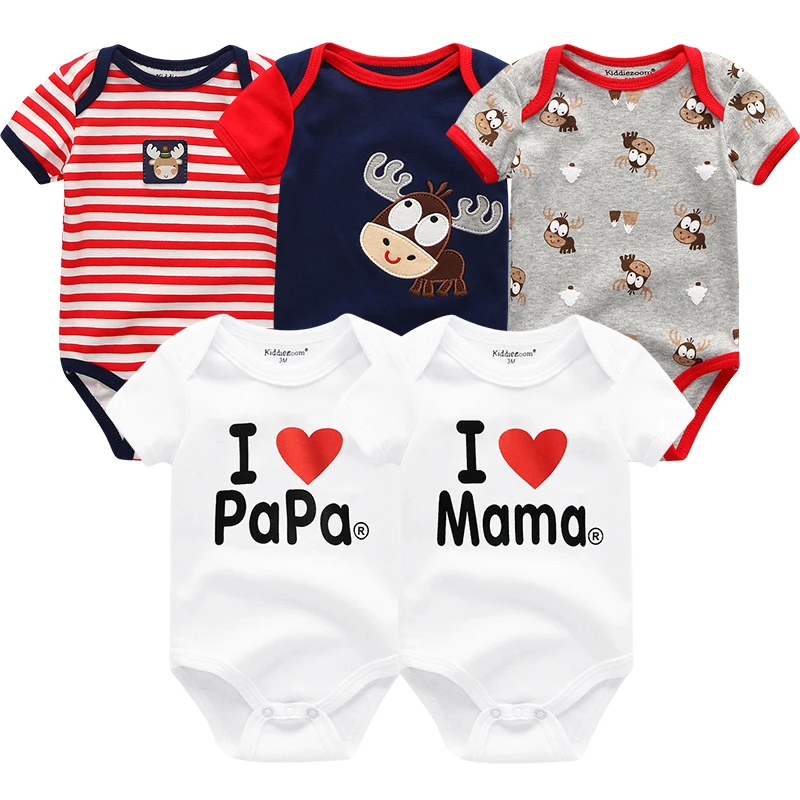 5Pcs/Set Baby Boys Jumpsuit Cartoon Newborn Girl Rompers Cotton Soft Infant Bodysuit Spring Summer Casual ropa bebe Costume Cute