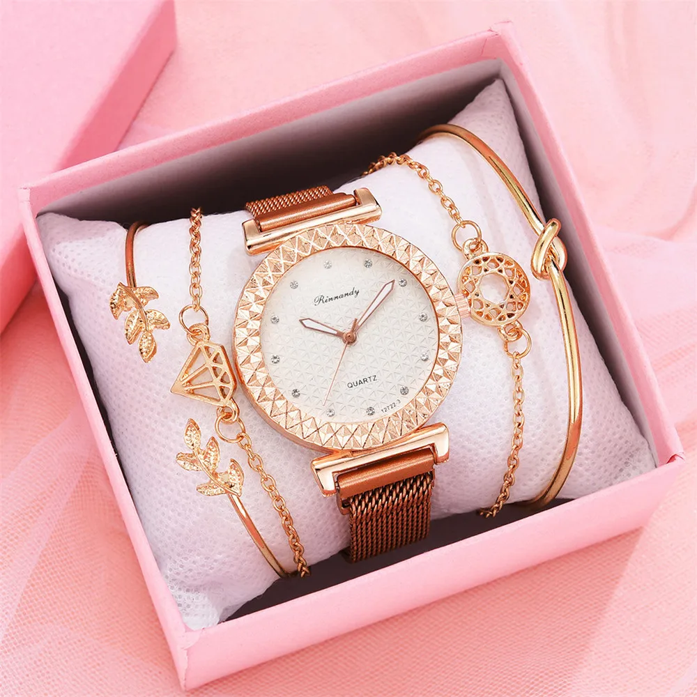 2021 Rose Gold Watches Women Gear Design Luxury Fashion Metal Magnets Strap Ladies Wristwatch Quartz Woman Clock Female Watch