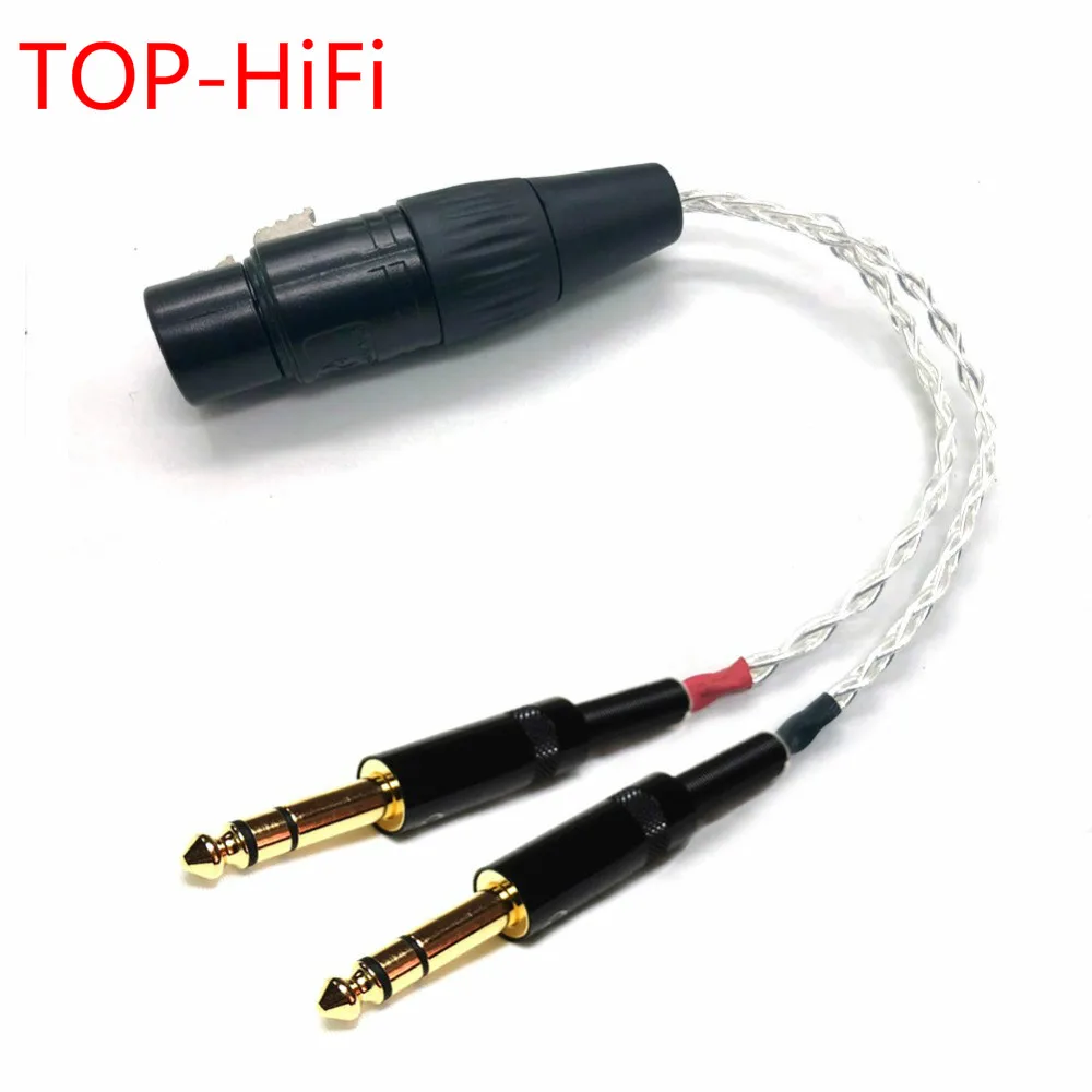 

TOP-HiFi 2x 6.35mm 1/4" Male to 4Pin XLR Female Blanced Audio 8 cores Silver Plated Extension Cable Upgrade Cable