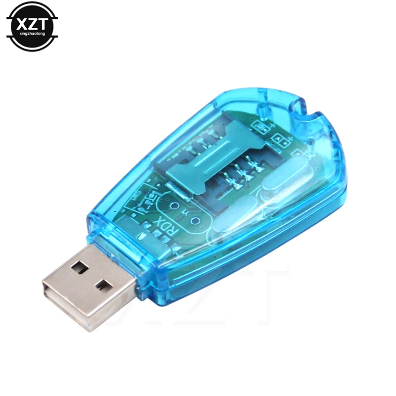 Leitor de cartão sim com entrada usb azul, leitor de cartão sim usb/gravador/cópia/cloner/kit de backup, leitor de cartão sim gsm cdma, celular, backup de sms