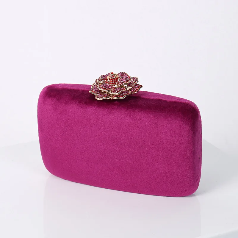 Pochette in velluto per donna borsa di design di lusso e borsa diamante fiore blocco elegante borsa da sera pochette da sposa ZD1905