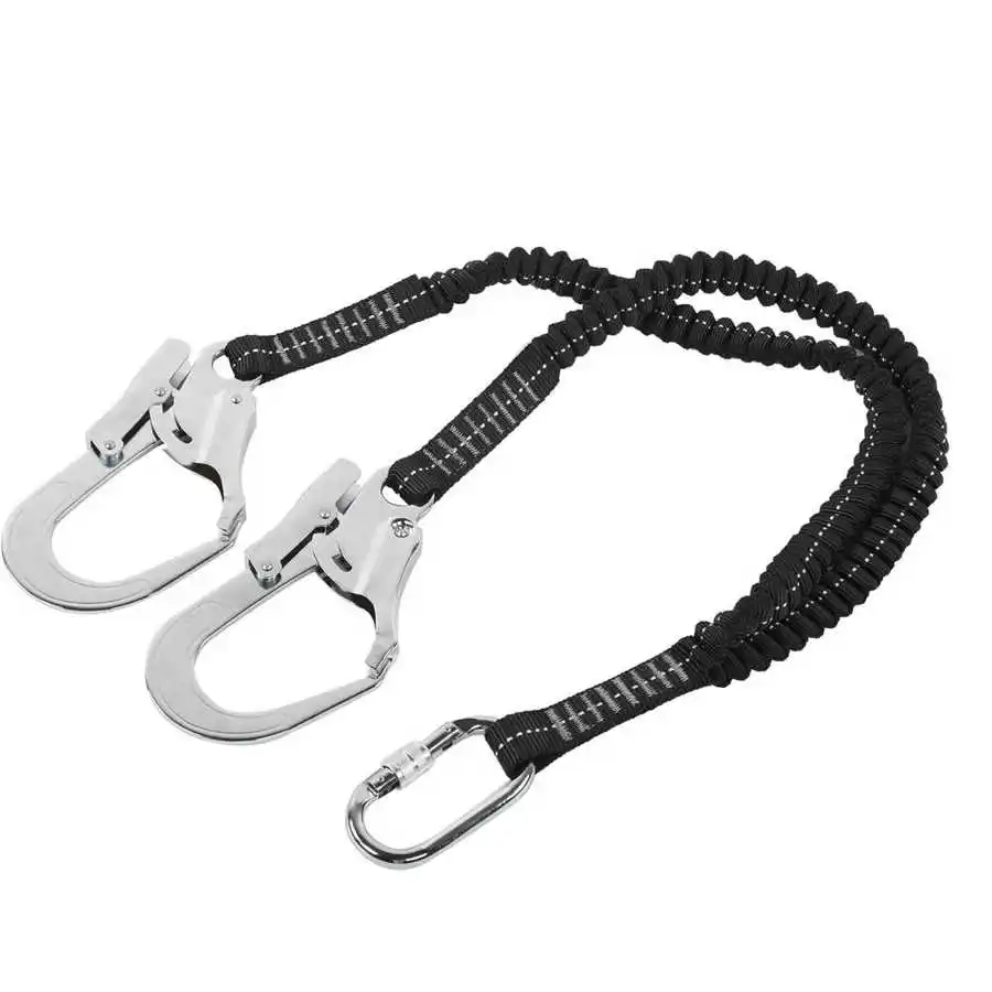 Aerial Work Safety Belt Rope High Altitude Protective Safety Elastic Buffer Sling Belt Double Hook Anti Fall Survival Rope