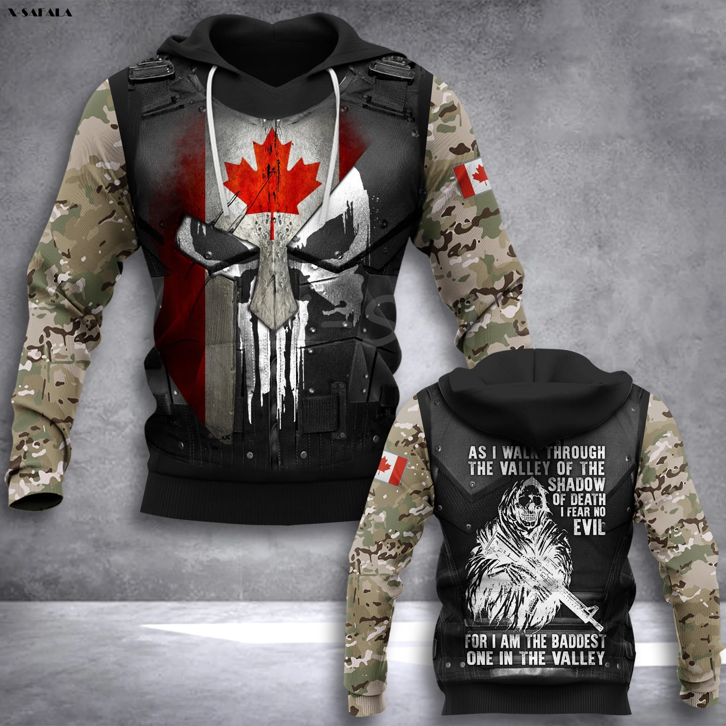 

CANADA SOLDIER Army Veteran Brasil Skull 3D Printed Hoodie Man Women Zipper Pullover Sweatshirt Jersey Streetwear Tracksuits