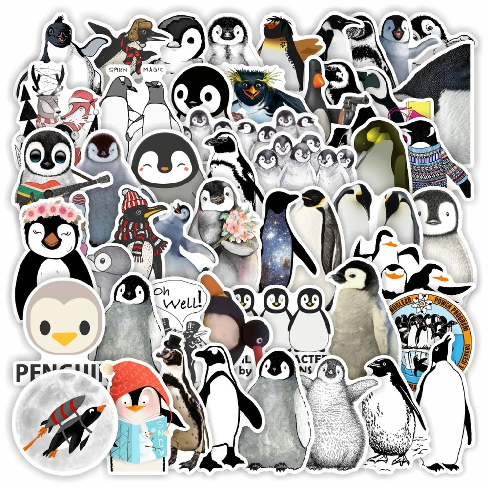 50Pcs/pack Cute Penguin Kawaii Stationery Sticker Set Cartoon Animals Decorative Adhesive Label for For Diary Scrapbook Planner