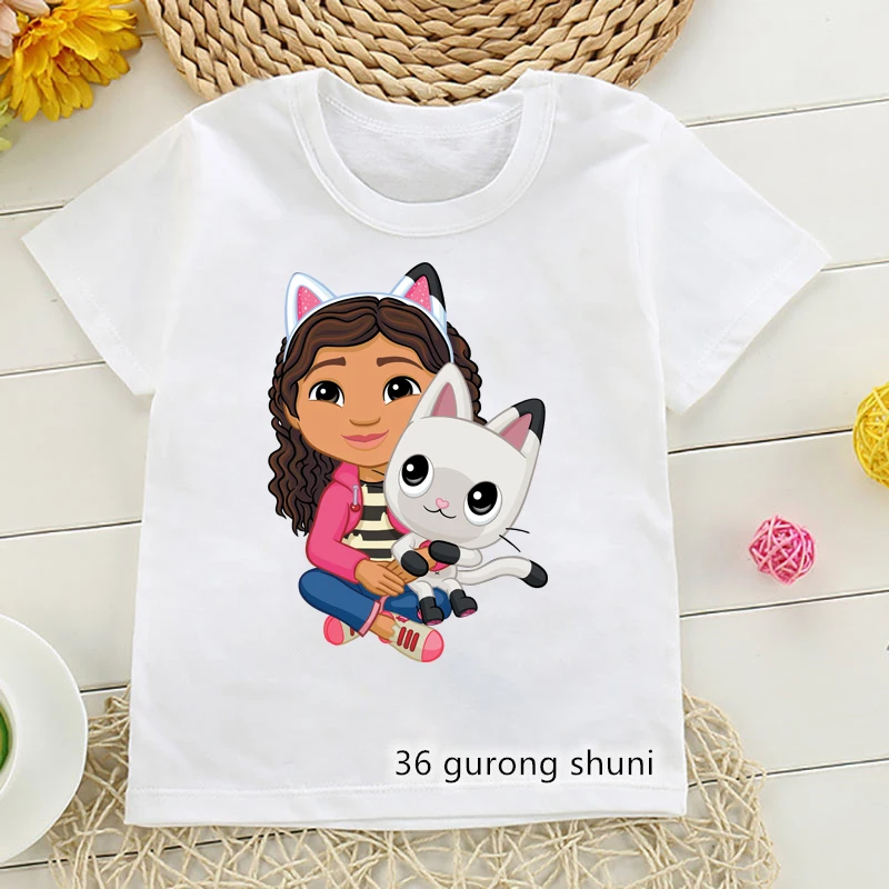 T-shirt for girls cute Gabbys Doll House cartoon print girl clothes summer Fashion t shirts funny kids tshirts short sleeve tops