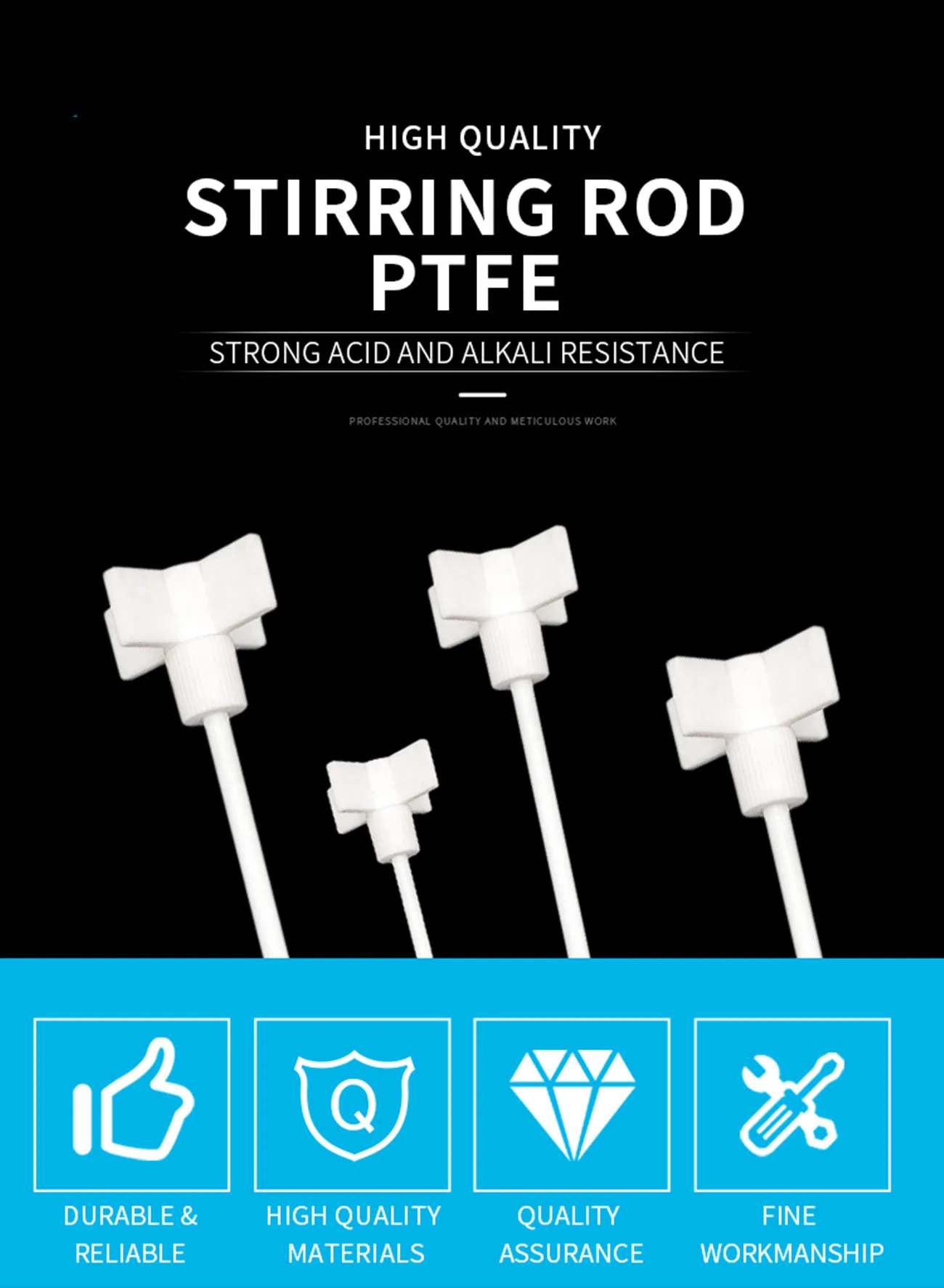 Experimentelle Ausrüstung PTFE Rühren Paddel Kreuz Platte Rührstab Lehre Instrument Größe 370*67mm