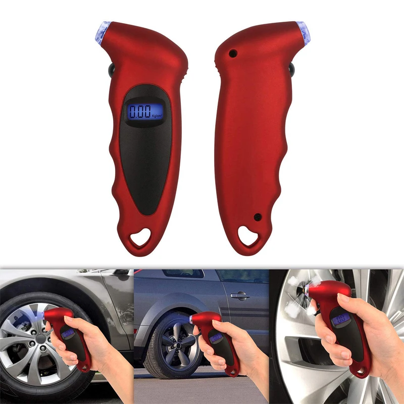 Auto Accessories High Precision Electronic Digital Car Tire Pressure Gauge Digital Tyre Pressure Gauge Presta 150 PSI red