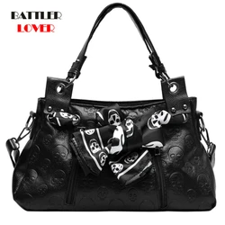 Women New Skull Handbags Punk Scaves Design Shoulder Bags For Female Retro Style Boston Crossbody Purses Ladies Classic Satchels