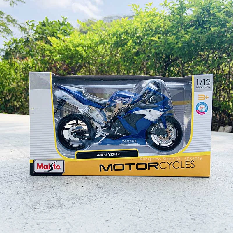 Maisto 1:12 2021 Yamaha YZF-R1 Alloy Model Car Factory Edition Static Die Cast Vehicles Collectible Motorcycle Toys