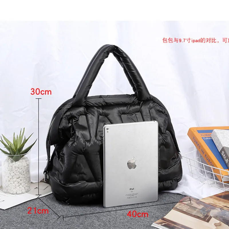 2022 New Winter Large Capacity Shoulder Bag for Women Waterproof Nylon HandBags Space Pad Cotton Feather Down Crossbody