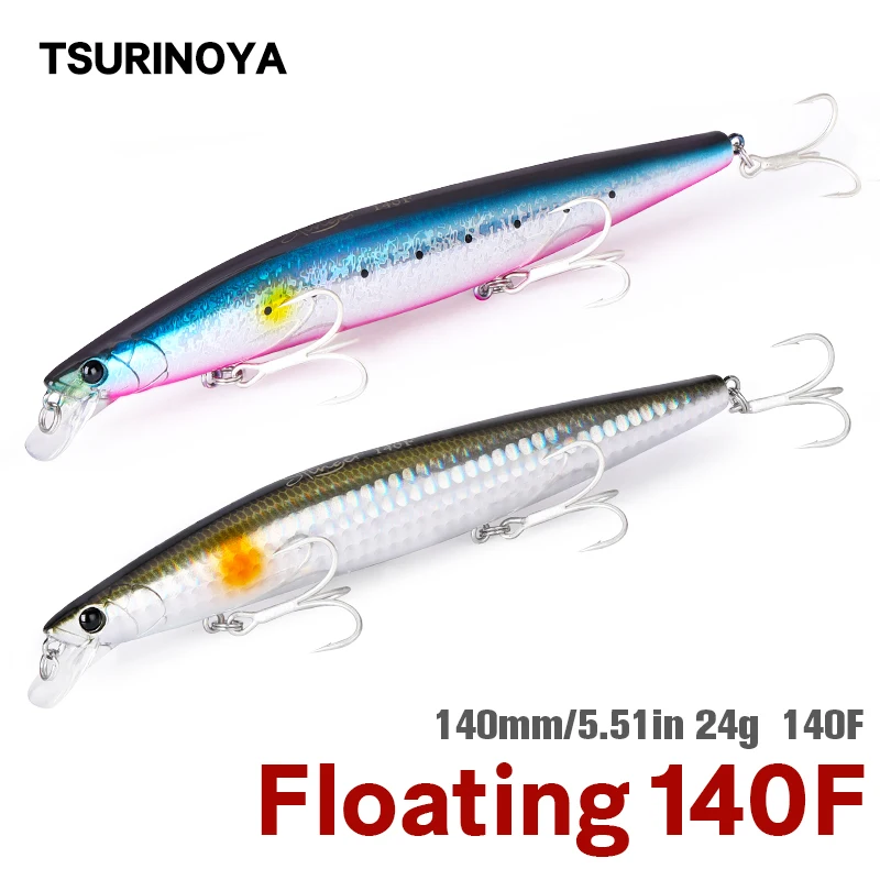 TSURINOYA Fishing Lure Floating Minnow 140F DW115 140mm 24g Ultra-long Casting Hard Bait Tungsten Weight Seabass Isca Artificial