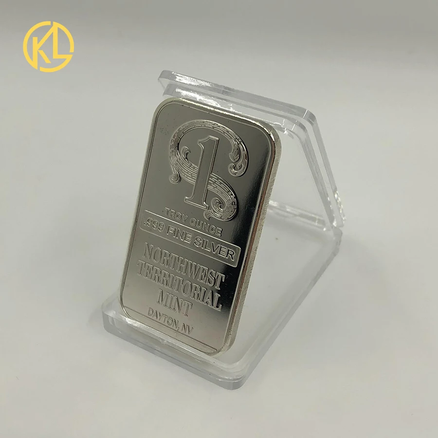 50 pcs/100pcs Troy Ounce .999 Fine Sliver Plated Northwest Territorial Mint Dayton NV Replica Bullion Bar Silver Coin Souvenir