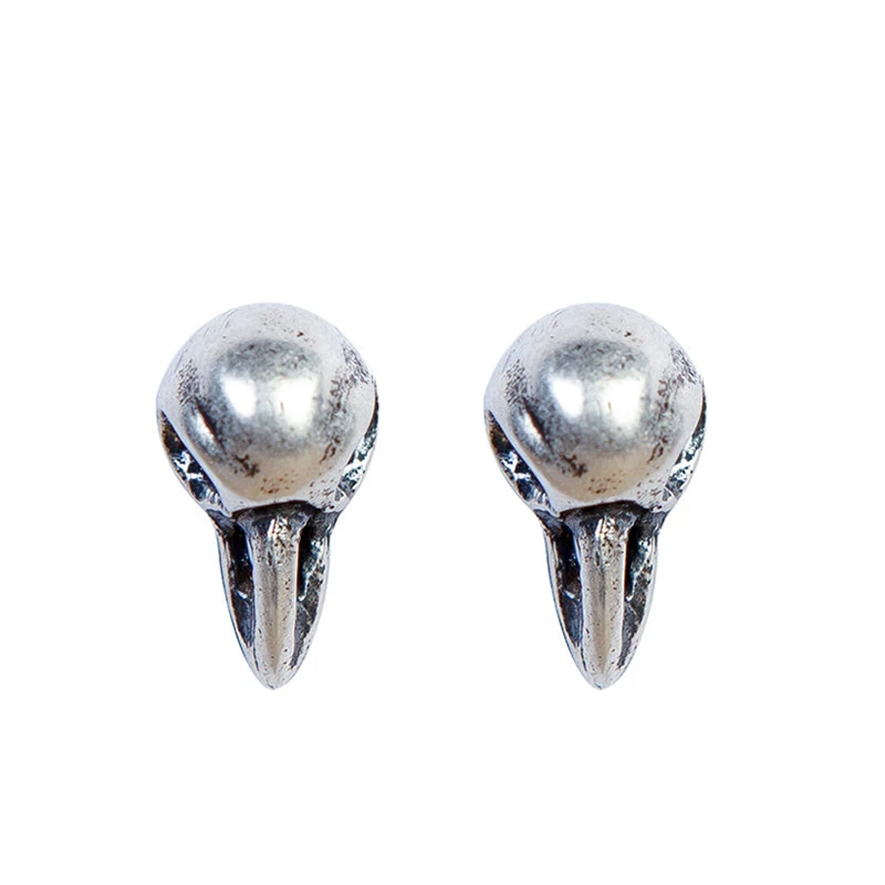 MKENDN-pendientes de estilo gótico 3D, joyería oscura de Plata de Ley 925, Retro, Calavera, Cuervo, pájaro