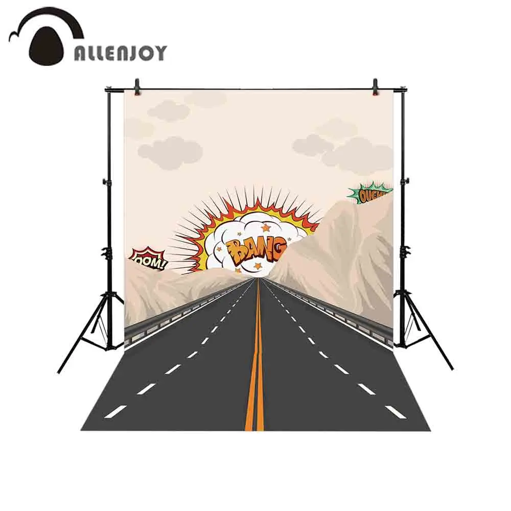 Allenjoy fotografía fotófono carretera explosión dibujos animados Kinder Bang montaña nubes camino sesión fotográfica Boda telón de fondo