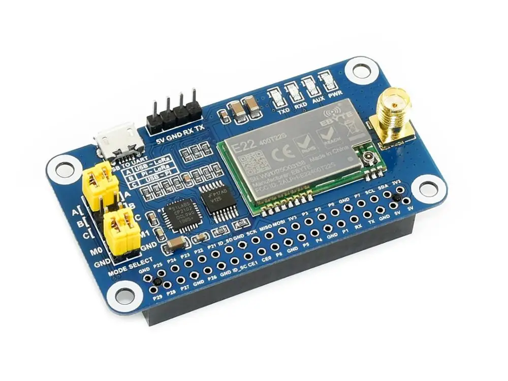 Waveshare SX1268 LoRa HAT for Raspberry Pi, Spread Spectrum Modulation, 470MHz Frequency Band