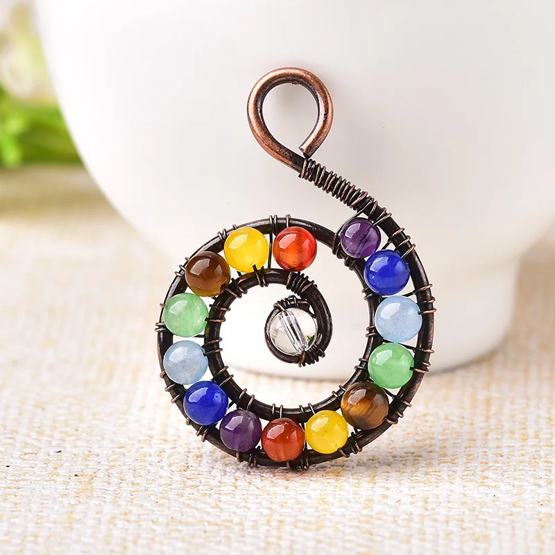 1PC Fashion Natural Stone Pendant Colorful Amethyst Reiki Spiral Mineral Jewelry Chakra Energy Quartz For Men Women Crystal