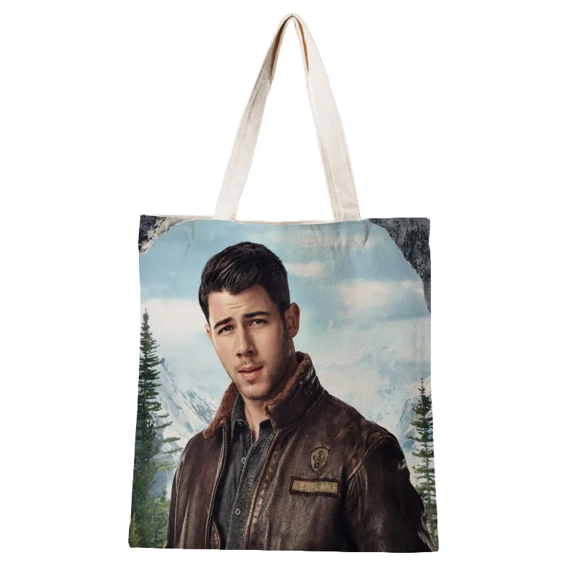 Damenhandtaschen Nick Jonas Canvas-Einkaufstasche, Baumwolltuch, Schulter-Shopper-Taschen für Frauen, umweltfreundlich, faltbar, wiederverwendbar