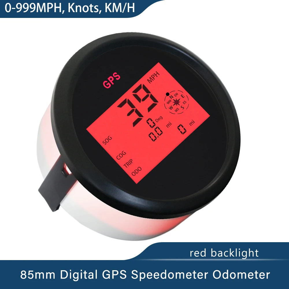 Boat Car 85mm Digital GPS Speedometer Odometer 0-999 knots km/h mph 12V/24V with Backlight Yacht Vessel Motorcycle