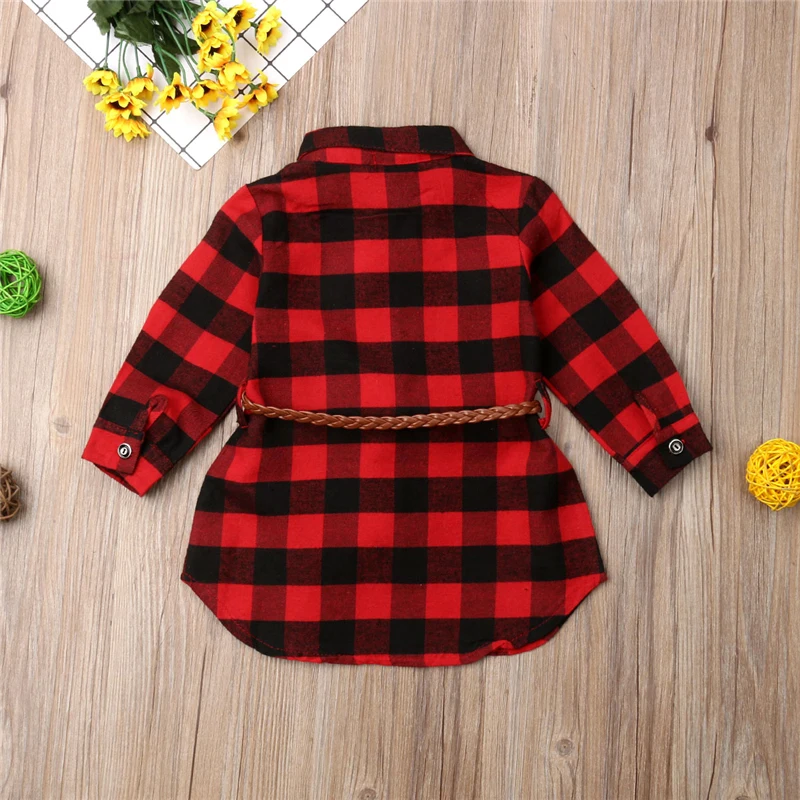 0-5T Christmas Toddler Newborn Kids Baby Girls Dress Red Plaid Cotton Princess Party Long Sleeve Dress Clothes Girl Autumn Dress