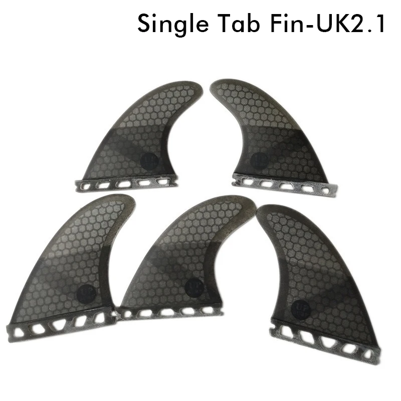 Surf Single Tabs Fin UK2.1 Surfboard Fins Black color Fiberglass Honeycomb Tri-Quad Fins Quilhas Thruster 5 fin Set