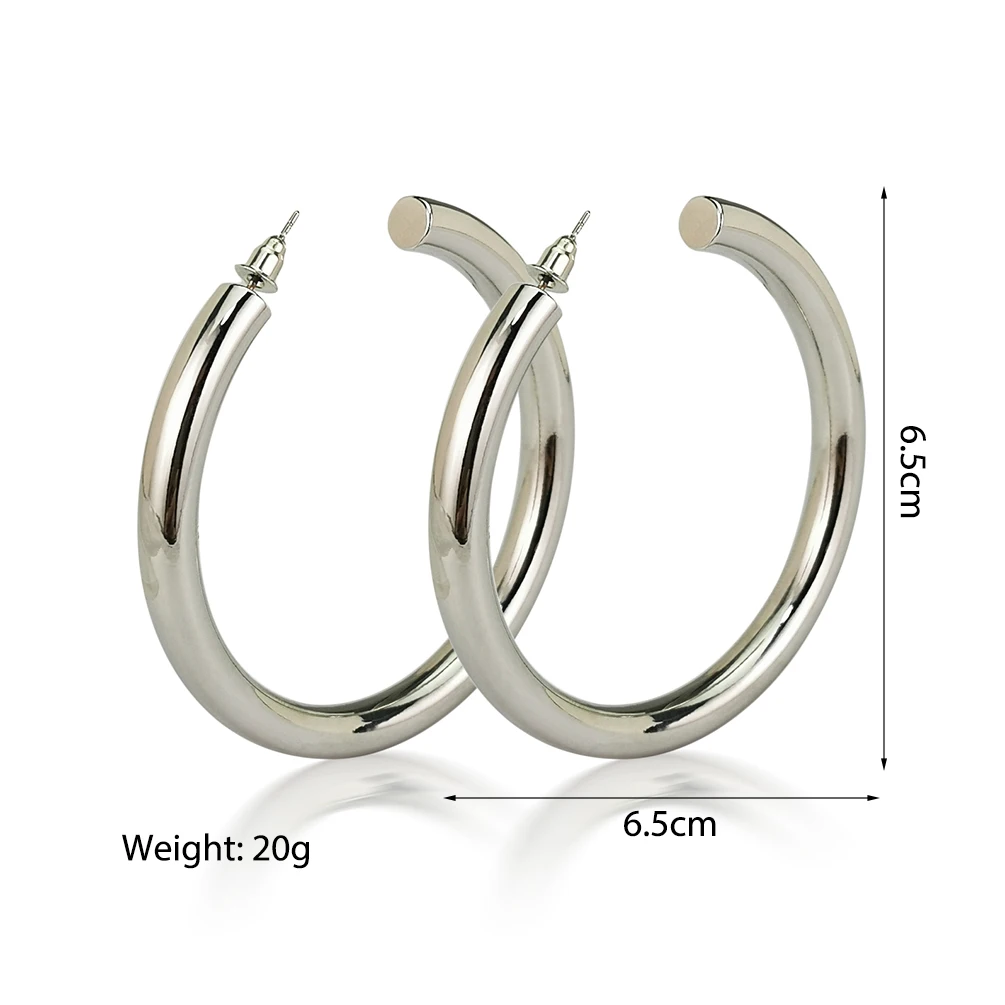 MANILAI Chunky Metal Big Hoop Earrings For Women Punk Round Statement Earrings Hoops Thick Fashion Jewelry New 2023 Wholesale