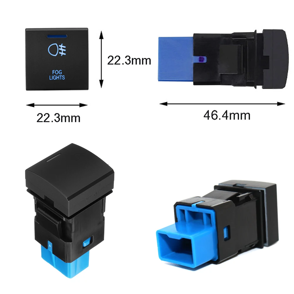 New Dash Push Button Switch 12V Blue LED Light 22 x 22mm for Toyota Camry Hiace Corolla RAV4 Land Cruiser Prado 150 Series Altis