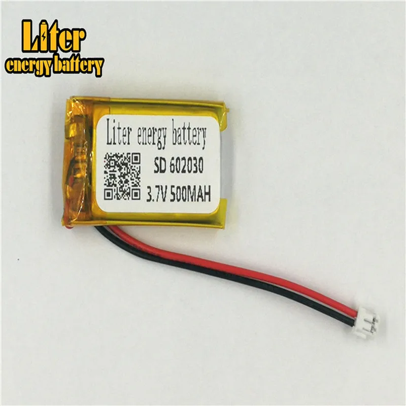 1.5MM 2pin connector 3.7V 602030 500mah MP3 MP4 MP5 small toys Bluetooth stereo rechargeable lithium polymer battery