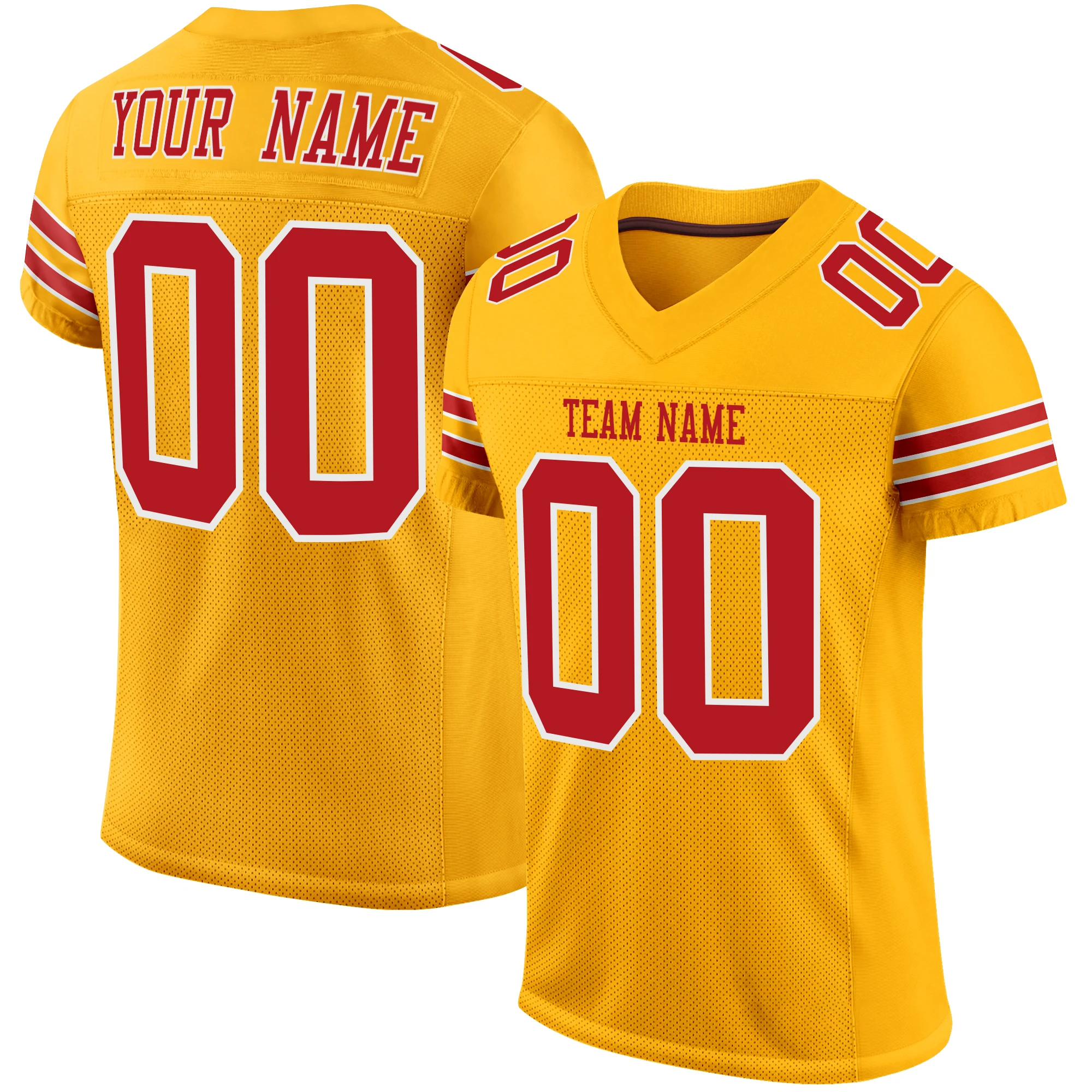 Top Quality Football Jersey Sew Team Name/Number Athletic Ployester Practice Short Sleeve Shirts for Boy/Girl/Kids Birthday Gift