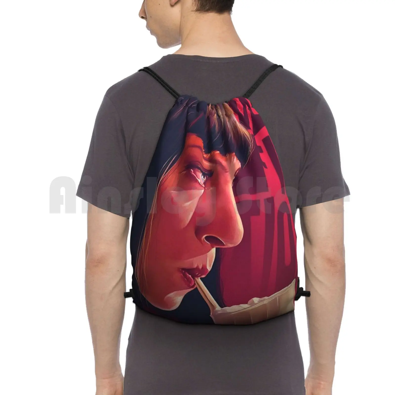 Mia Wallace Pulp Fiction Backpack Drawstring Bag Riding Climbing Gym Bag Pulp Fiction Pulp Fiction Uma Thurman Pulp Fiction