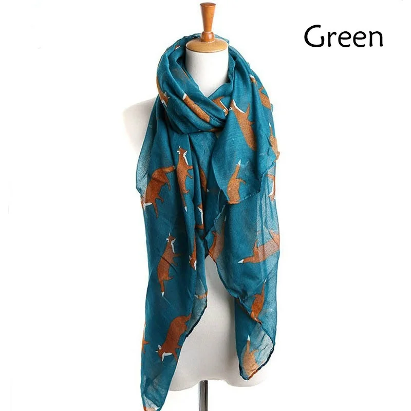 1Piece Balinese Scarf Fox Cat Pattern Scarf Spring And Autumn Fashion Scarf