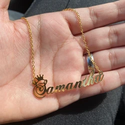 Custom Name Crown Font Necklace For Women Nameplate Personalized Stainless Steel Chain Choker Customized BFF Jewelry Gift