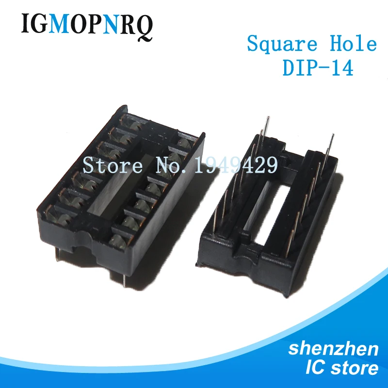 10pcs DIP-14 Square Hole 14 Pins 2.54MM DIP14  IC Sockets Adaptor Solder Type IC Connector