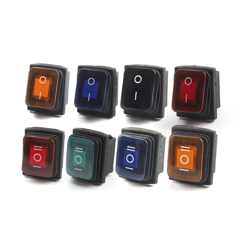 1PCS 36x29mm Heavy Duty Waterproof Rocker Switch 4/6Pin 2/3 Position Light Illuminated 16A 250V KCD4 DPDT Toggle Rocker Switch