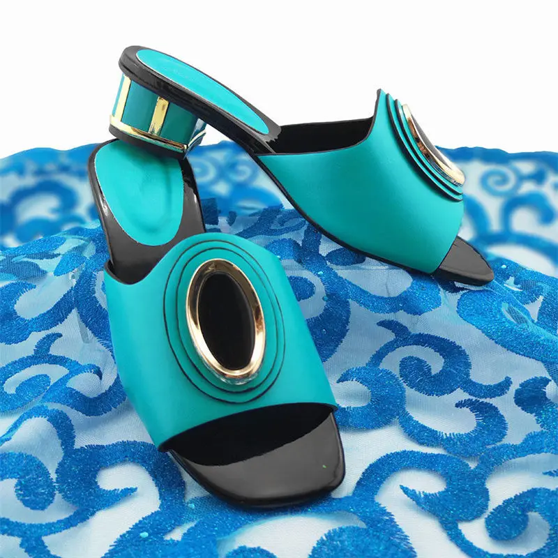 African Design Metal Decoration Shoes For Woman Dress High Quality High Heels 5.5CM Shoes For Party Fashion Casual Shoes