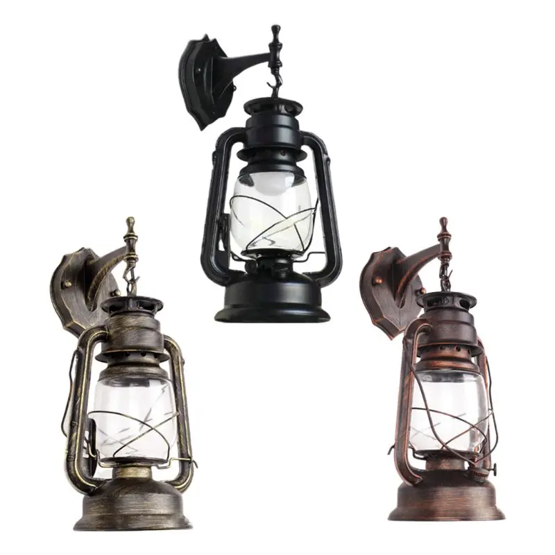 E27 Retro Antique Vintage Rustic Lantern Lamp Wall Decor Sconce Light Fixture Indoor Outdoor Drop Shipping