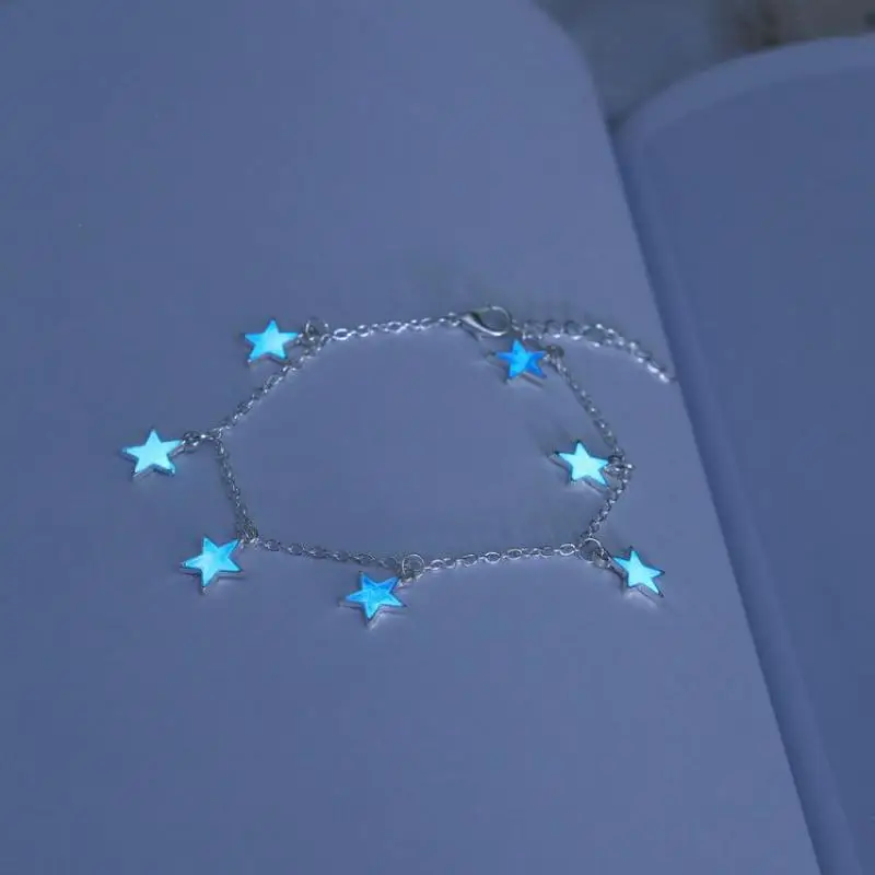 Hot Selling Fashion Temperament Peach Heart-shaped Luminous Anklet Beach Holiday Glowing Love Foot Jewelry Factory Wholesale