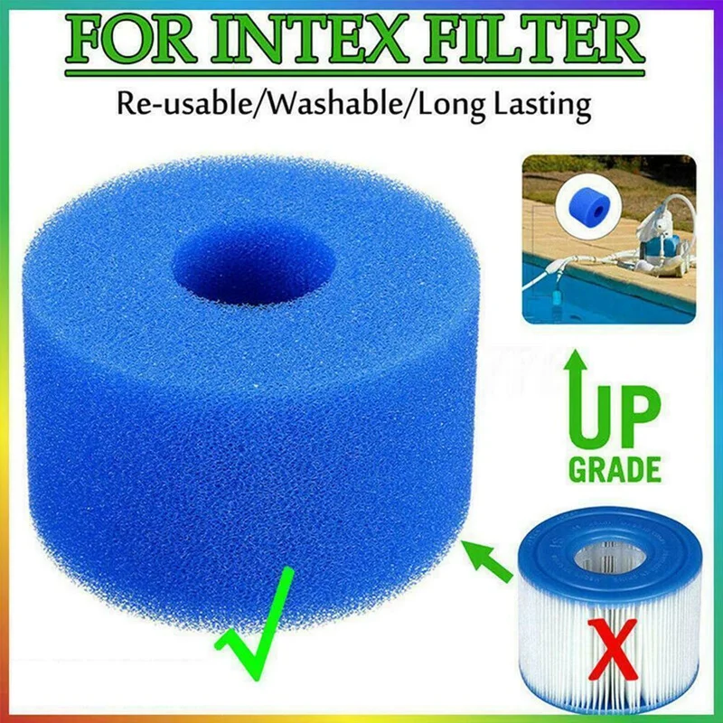 Cartucho de filtro para bañera de hidromasaje Intex Pure, 6 piezas, espuma lavable reutilizable, tipo S1