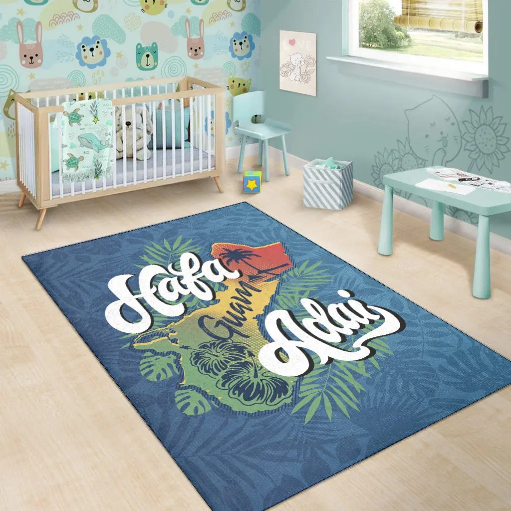 Guam Area Rug Hafa Adai With Map Printed carpet Floor Mat Rug Non-slip Mat Dining Room Living Room Soft Bedroom Carpet