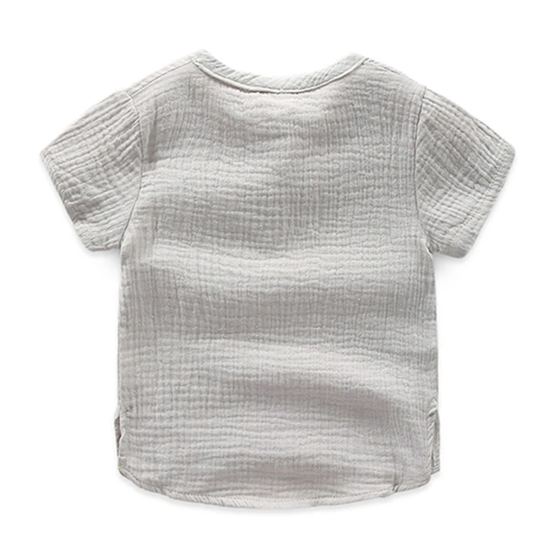 Semplice sciolto bambini ragazzi top estate manica corta bambini mussola cotone t-shirt bianco/kaki/grigio/blu bambino Tee vestiti del bambino