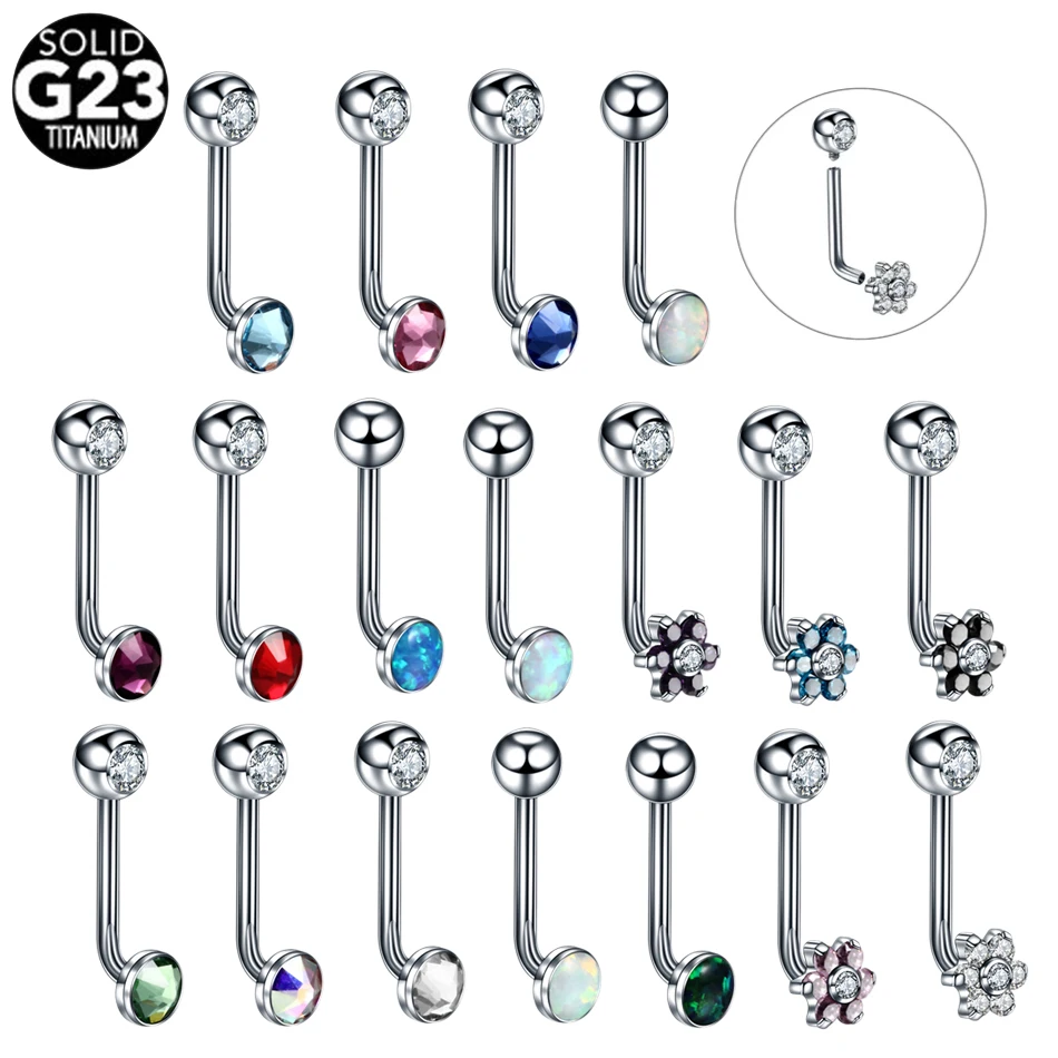 10Pcs ASTM-F136 Titanium Piercing Christina Vertical Hood Crystal Gem Sexy Intimate Piercing Lip Body Jewelry for Men Women