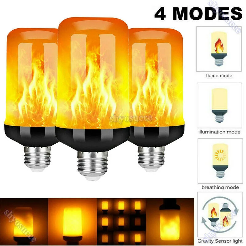 6W E27 E26 B22 LED Light Torch Fire Lamp Flame Effect Light 99 LEDs Bulb Flickering Emulation Bulb 4 Model AC 85-265V