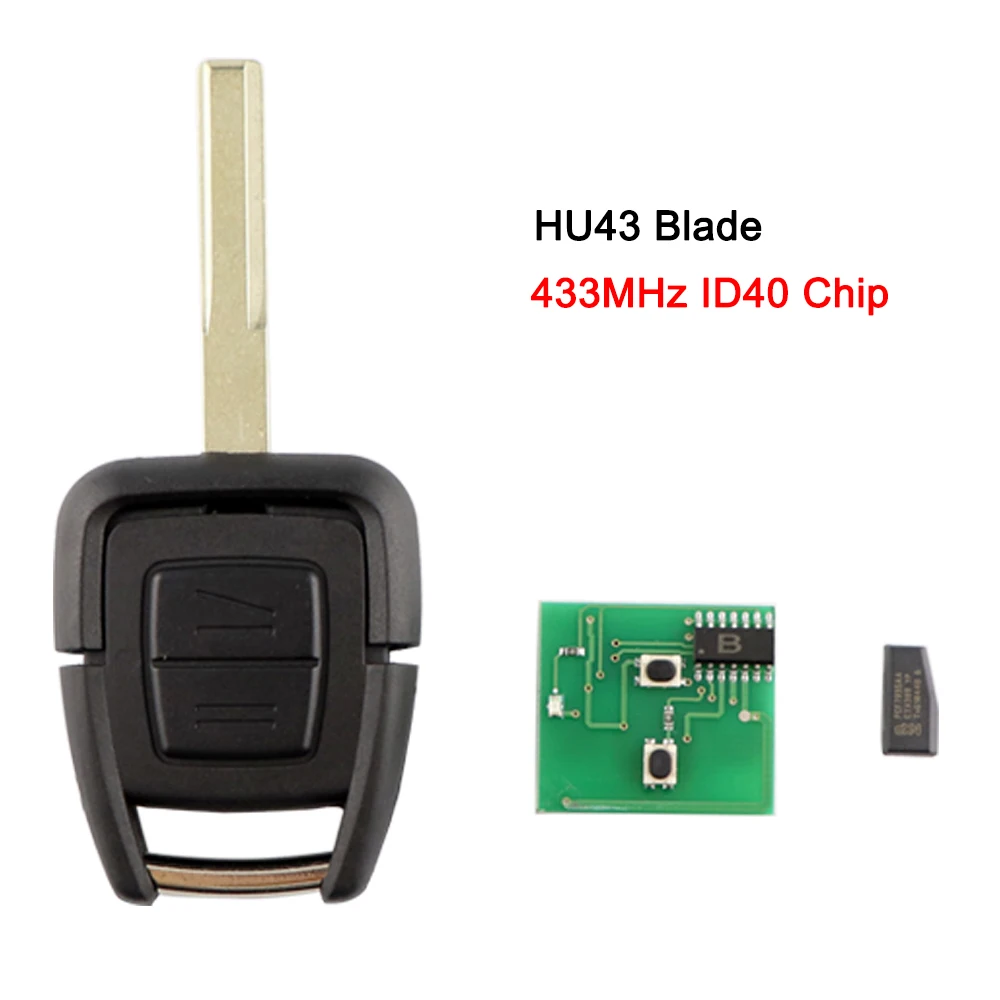 YIQIXIN 2 Button Remote Key 433.92Mhz HU43/HU100/YM28/HU46 Blade FOB Delphi ID40 Chip For Vauxhall Opel Astra Vectra Zafira