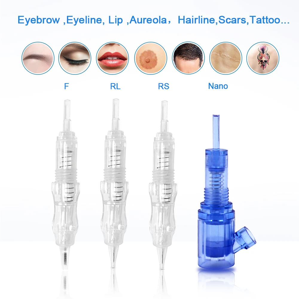 Biomaser 10 Stuks Tattoo Cartridges Naalden Wegwerp Pmu Ronde Voering Voor Permanente Lip Wenkbrauw Make-Up Tattoo Roterende Pen Benodigdheden