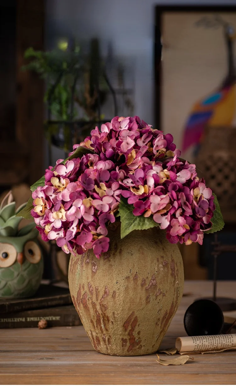 Künstliche Blumen Retro Hortensie Hochzeitsdekoration Wohnzimmer Wanddekoration Fotografie-Requisiten Kunstblumen – Detail 1