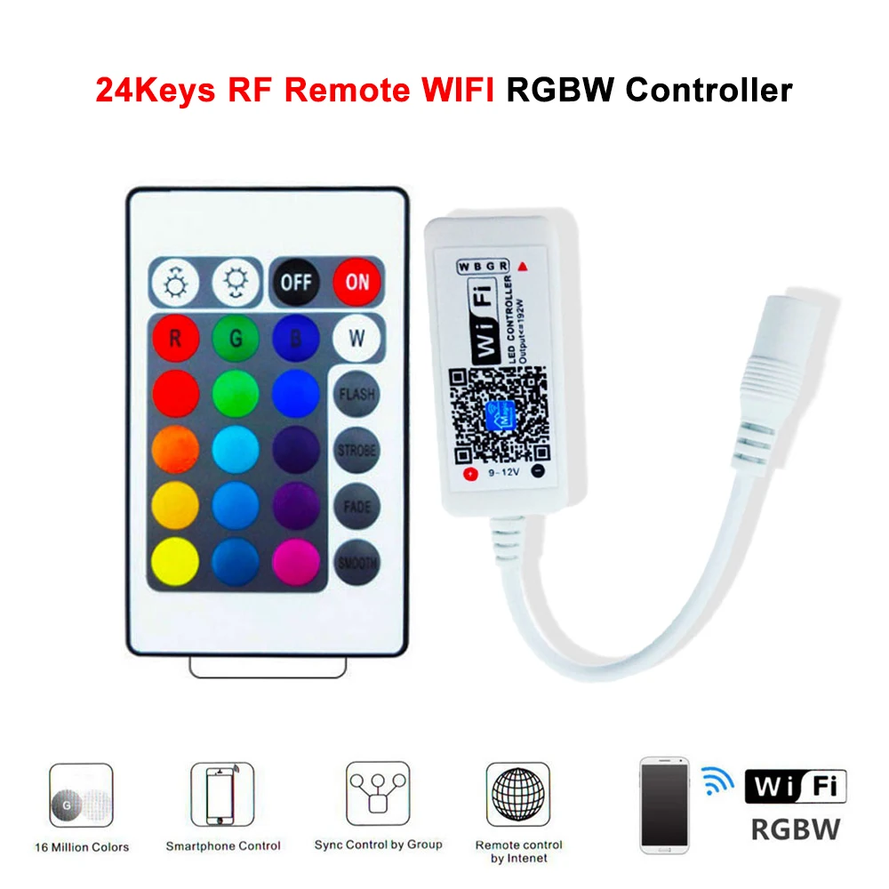 

DC12-24V 24Key Mini RF RGB RGBW Led Controller Music And Timer Mode Wifi Wireless Remote For SMD 3528 5050 4Pin 5Pin Strip Light