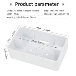 Wall Surface Mounting Bottom Box 118mm*74mm*34mm PVC plastic Switch External Mounting Box For US Standard Wall Switch Socket