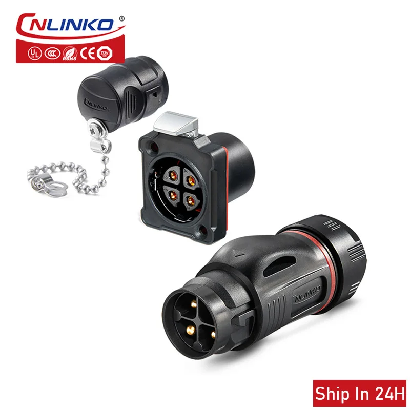 

Cnlinko BD24 Waterproof 4pin DC 25A Plastic Aviation Electrical Plug Socket Power Connector for Agricultural Machinery Equipment