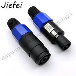 1Pcs 4 Pin Speakon Speaker Connector PLUG Male / Female Audio Plug Locking Design Blue Ring FOR PA AMPLIFIER CABLE