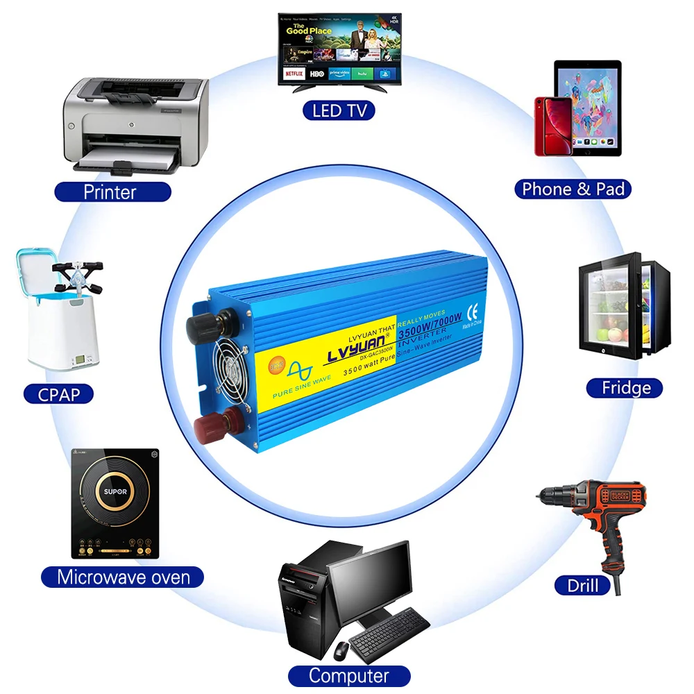 Imagem -06 - Inversor Onda Senoidal Pura Dc12v 24v para ac 220v 230v 60hz Conversor de Tensão Universal Tomada da ue 4kw 5kw 6kw